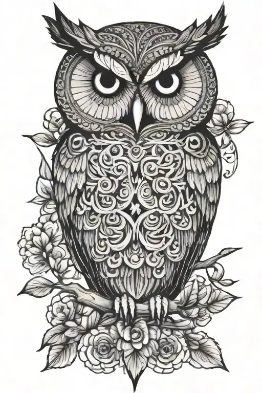 tree mandala owl tattoo design idea