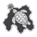 Turtle underwater 7cm-10cm in a hexagon shape tattoo design idea