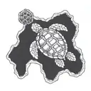 Turtle underwater 7cm-10cm in a hexagon shape tattoo design idea