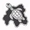 Turtle underwater 7cm-10cm in a hexagon shape tattoo design idea