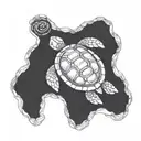 Turtle underwater 7cm-10cm in a hexagon shape tattoo design idea