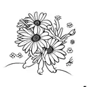 morning glory, aster and daisy bouquet  tattoo design idea