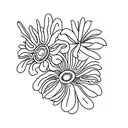 morning glory, aster and daisy bouquet  tattoo design idea
