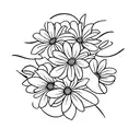morning glory, aster and daisy bouquet  tattoo design idea