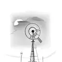 texas windmill tower with sunset tattoo design idea