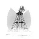 texas windmill tower with sunset tattoo design idea