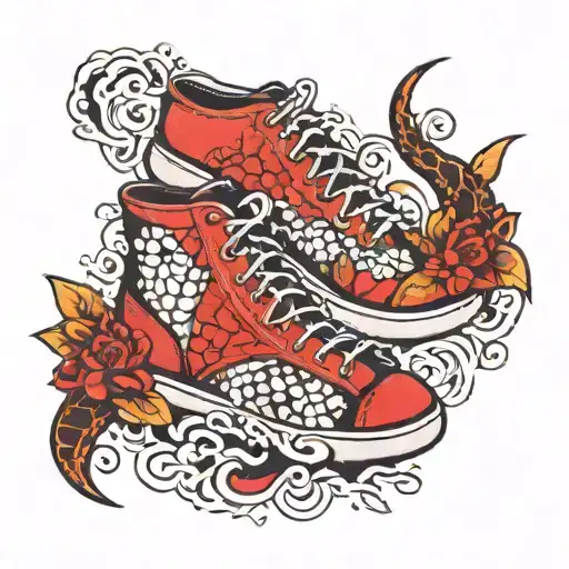 shoes with scales tattoo design idea
