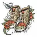 shoes with scales tattoo design idea