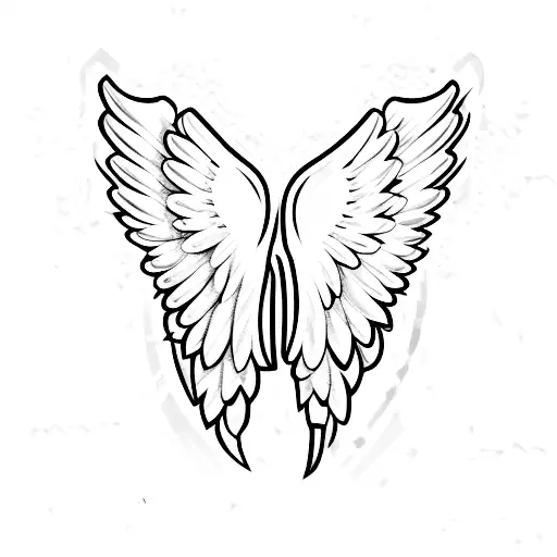 angel wings and healing stone tattoo design idea