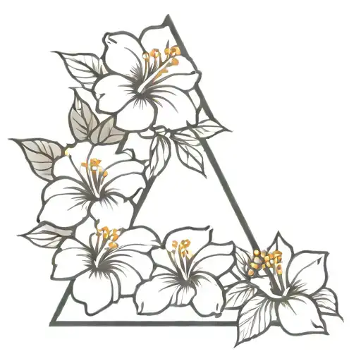 siblings triangle hibiscus tattoo design idea