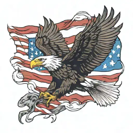 bald eagle and American flag  tattoo design idea