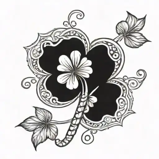5 leaf clover   tattoo design idea
