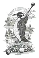 penguin golf club tattoo design idea