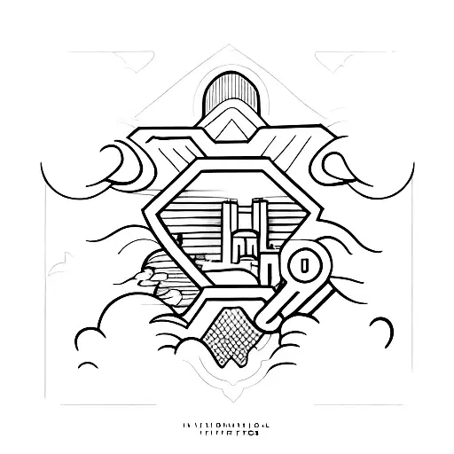 A minimalist tattoo of a hotel building silhouette, with the windows shaped like family members' initials, to represent the client's occupation and love for their family tattoo design idea