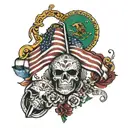 mexican flag and American flag tattoo design idea