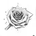 Christian Cross, rose, hands pray, Madrid flag tattoo design idea