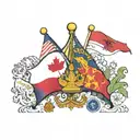 India, Canada, New Zealand, Philippines flags tattoo design idea