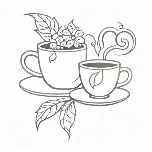 bingo and tea cup tattoo design idea