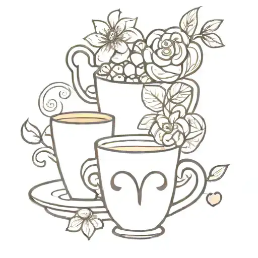 bingo and tea cup tattoo design idea