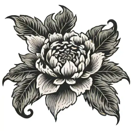 blastover peony sacred heart tattoo design idea