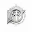 simple cross with cursive words: 1 Corinthians 13:4 M.B. tattoo design idea