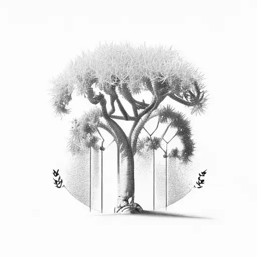 olive tree with palm tree tattoo design idea