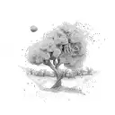 olive tree with palm tree tattoo design idea