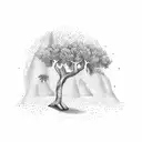olive tree with palm tree tattoo design idea