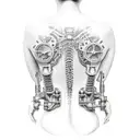 steampunk back tattoo design idea