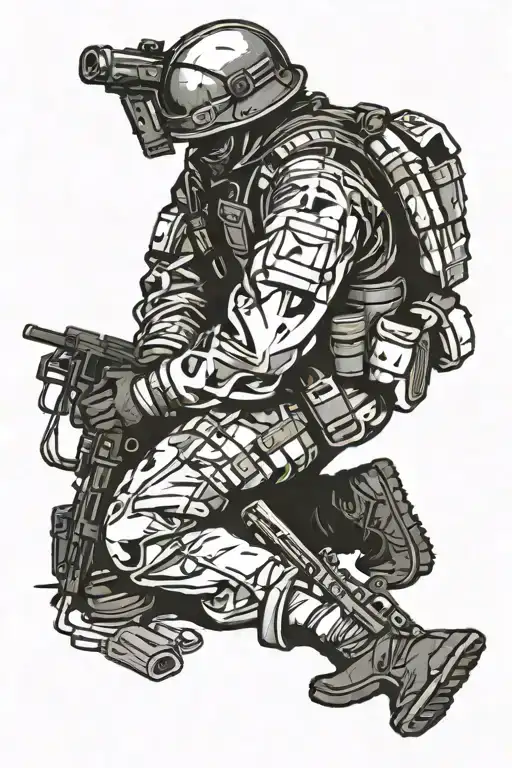 soldier kneeling over wounded tattoo design idea