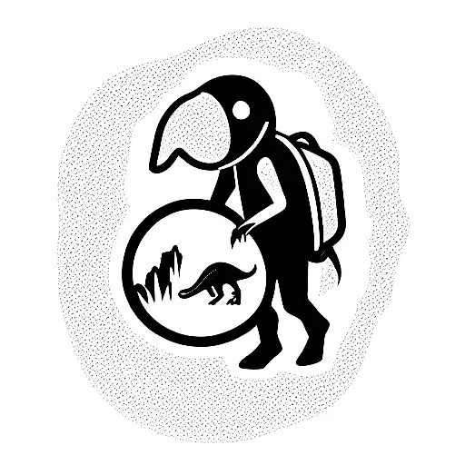 Dinosaur with astronaut helmet on tattoo design idea