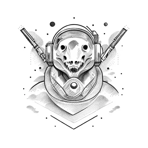 Dinosaur with astronaut helmet on tattoo design idea