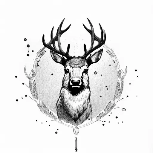 elk with dog tags and American flag  tattoo design idea