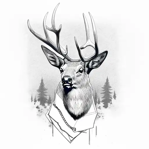elk with dog tags  tattoo design idea
