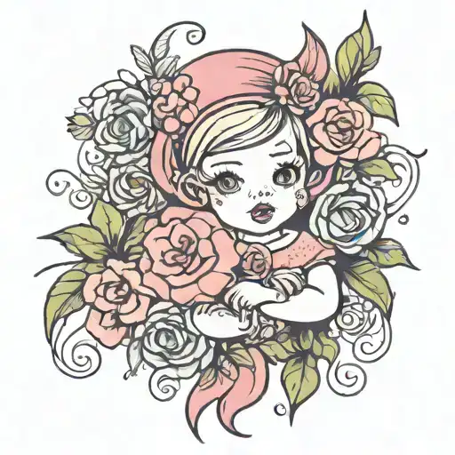 pursit of happines and 90s baby  tattoo design idea