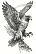 perigrine falcon spreading wings tattoo design idea