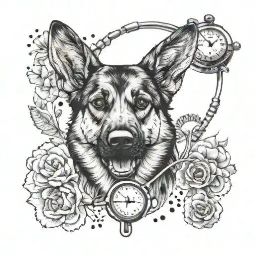 Incorporate a stethoscope wrapped around a German Shepherd's paw to represent your occupation as a registered nurse and your love for dogs tattoo design idea