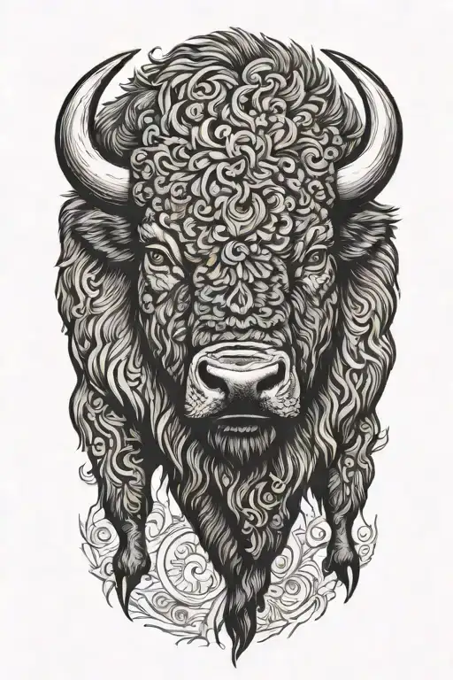 Buffalo tattoo with 716 tattoo design idea