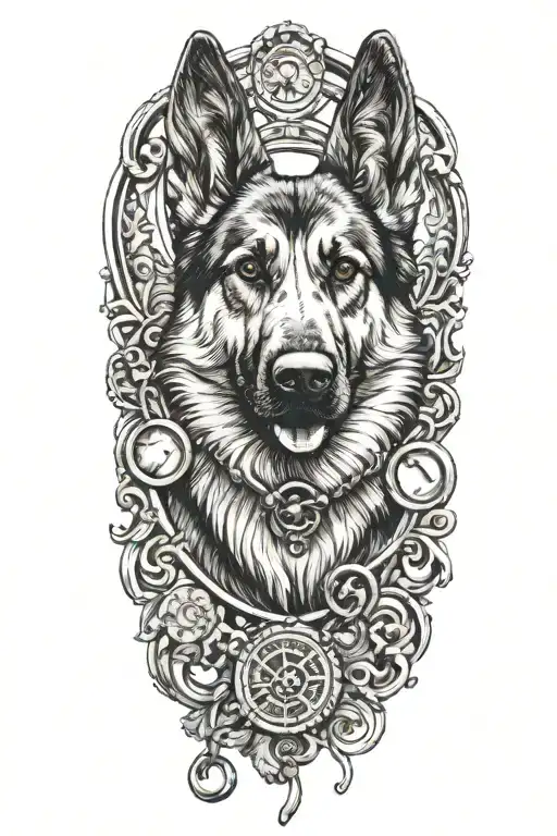 Incorporate a stethoscope wrapped around a German Shepherd's paw to represent your occupation as a registered nurse and your love for dogs tattoo design idea