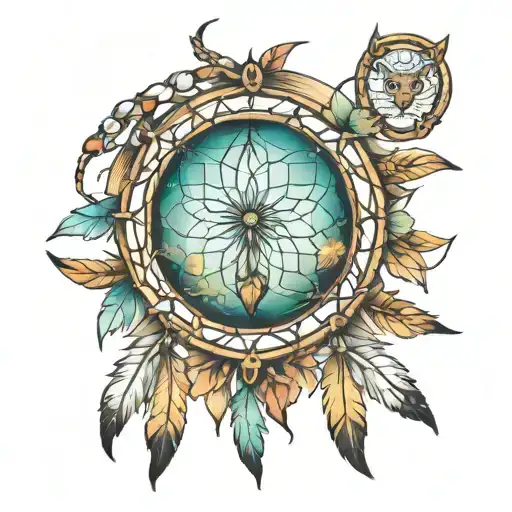 dream catcher portal opening tattoo design idea