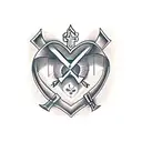 a heart with a crossed dagger tattoo design idea