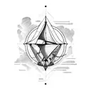 Sailor navigating through a sea of tallships tattoo design idea