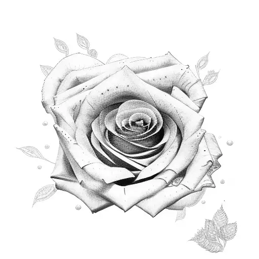 Rose with clock tattoo design idea