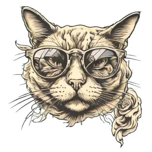 cat Wearing Sunglasses And Smoking tattoo design idea