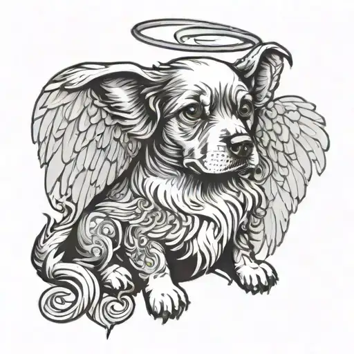 dog with angel wings tattoo design idea