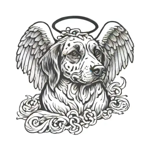 dog with angel wings tattoo design idea