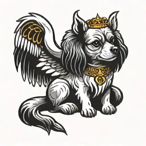 dog with angel wings tattoo design idea