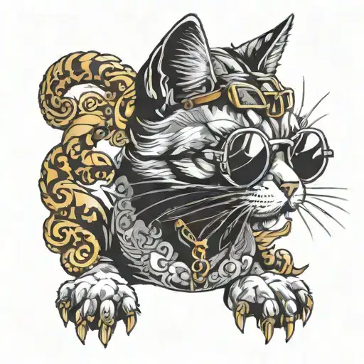 cat Wearing Sunglasses And Smoking tattoo design idea