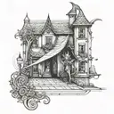 elf in street scene tattoo design idea