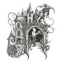 elf in street scene tattoo design idea